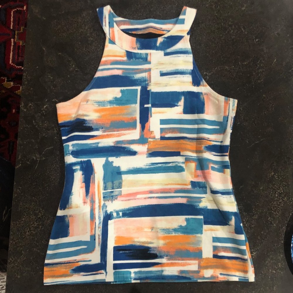 Multi-Colored Orange and Blue Anthropologie Top